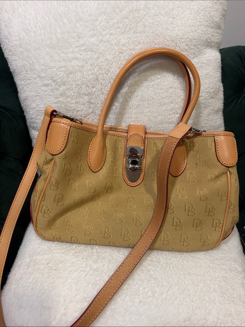 Dooney & Bourke Tan Logo-Embossed Shoulder Satchel